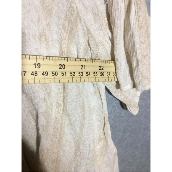 Womens Ecote Blouse V Neck Cropped Embroidery Tie Front Colorful Tan Boho - Picture 2 of 6